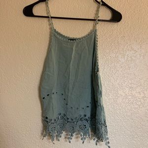 Kendall & Kylie Small Blue Lace Spaghetti Strap Summer Blouse